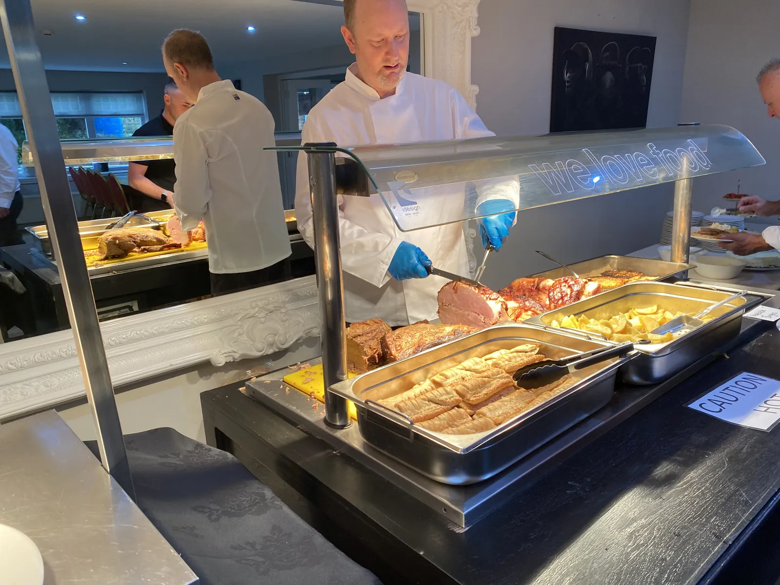 Our chefs serving from the carvery at Kellington Manor