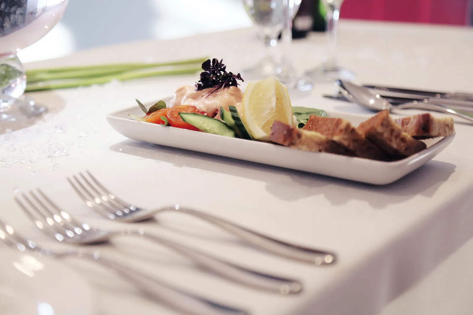 A plated main course from our kitchen