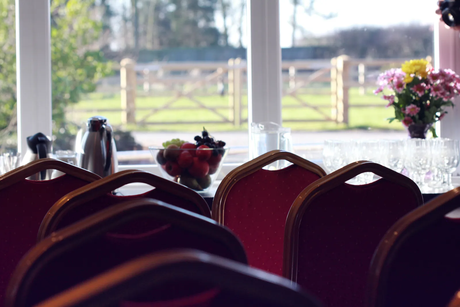 The function room at Kellington Manor set with chairs