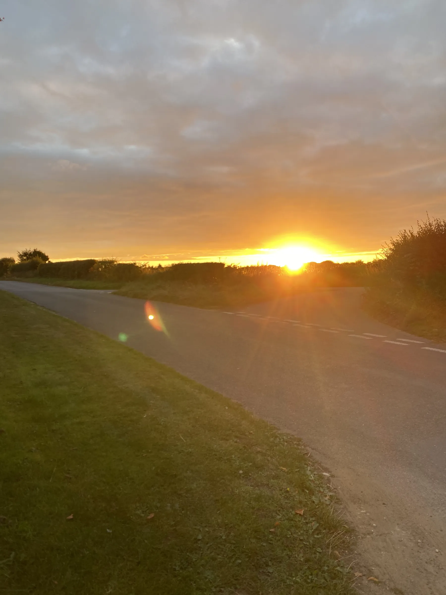 The sun setting over the fields beside Kellington Manor