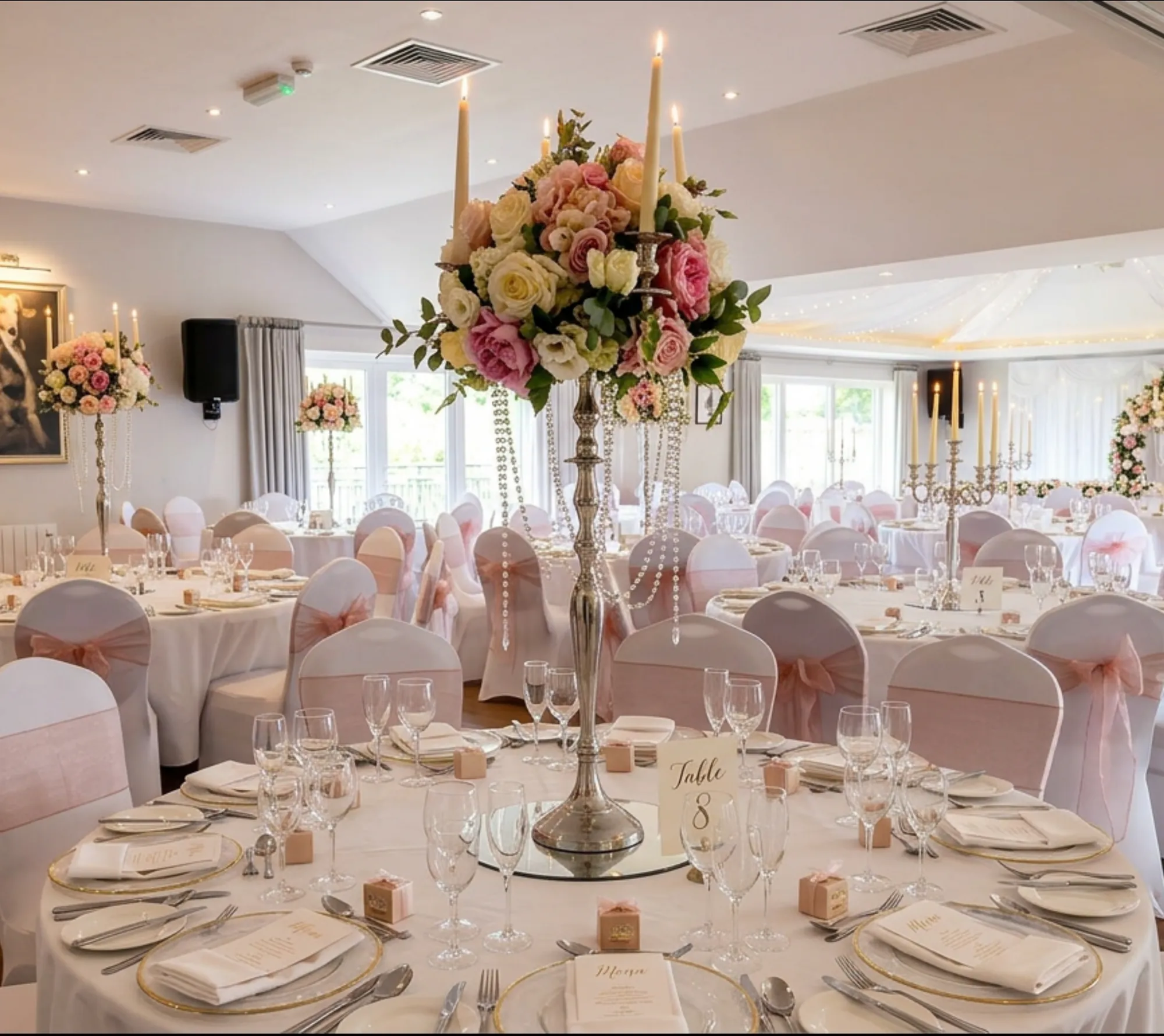 The Squires 1892 suite dressed with candelabra and roses